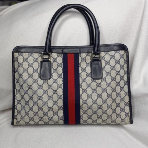 Authentic Vintage Gucci GG Monogram Supreme Sherry Web Ophidia Satchel - Picture 4 of 11
